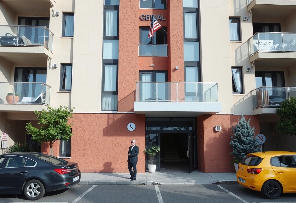 Bayraklı Apartman Girişi