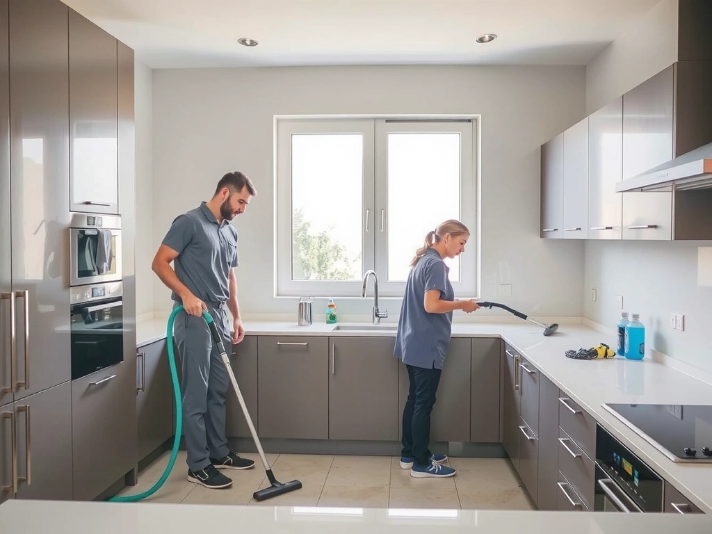 İzmir'deki profesyonel temizlik ekibi mutfağı derinlemesine temizliyor
